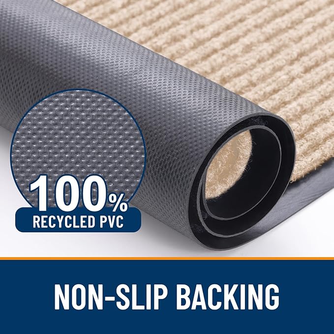 OLANLY Front Door Mat Indoor Outdoor Entrance, Waterproof Heavy Duty Doormat, Fade Resistant, Low Profile, Easy Clean Patio Porch Welcome Floor Mats for Entry, 47x32, Beige