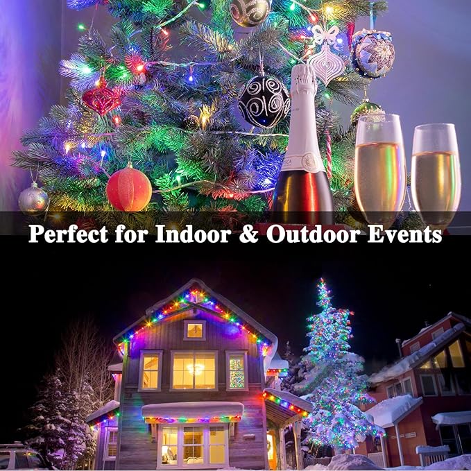 Multicolor 240 LED 88FT String Lights Indoor Outdoor, Connectable Christmas Tree Lights Waterproof 8 Modes with Timer, Clear Wire Fairy Twinkle Light Plug in for Bedroom Wedding Party Xmas Decorations
