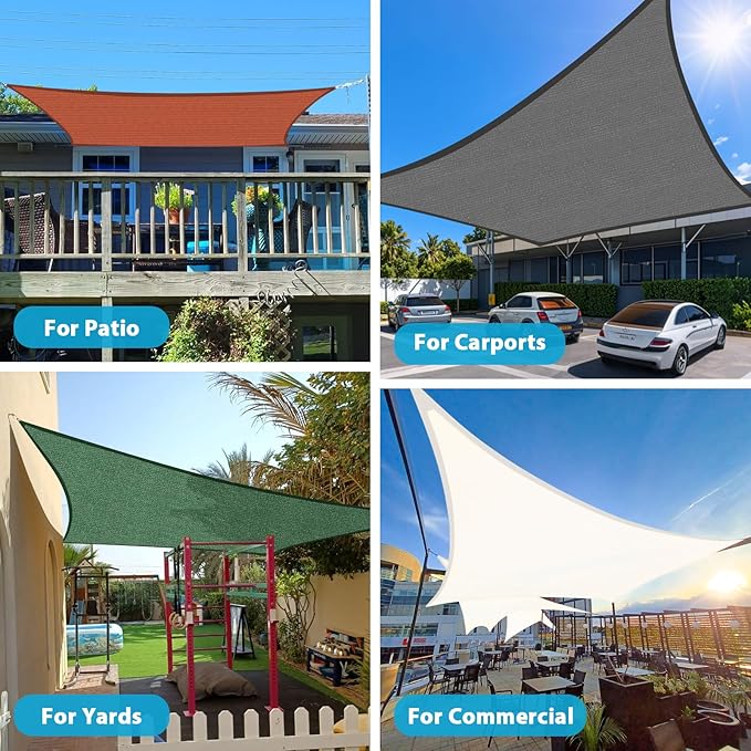 Amagenix Sun Shade Sail 16'X24' Curved Edge Outdoor Shade Canopy Dark Grey Breathable 95% UV Block Shade Cloth for Patio Garden Backyard (We Make Custom Size)