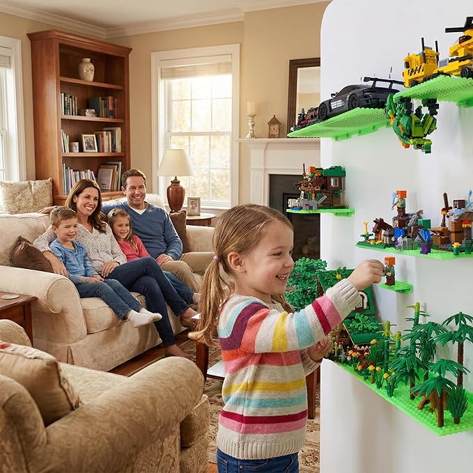 6 Wall Display Shelf for Lego Bricks, 4x5 inch Dual-Sided Floating Shelves