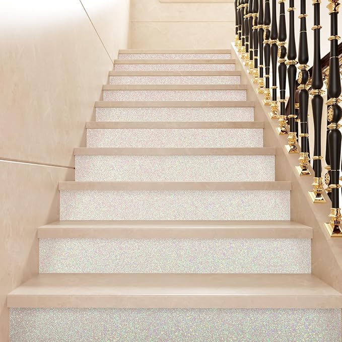 CRE8TIVE Off-White Glitter Wallpaper 8"x354" White Peel and Stick Wallpaper