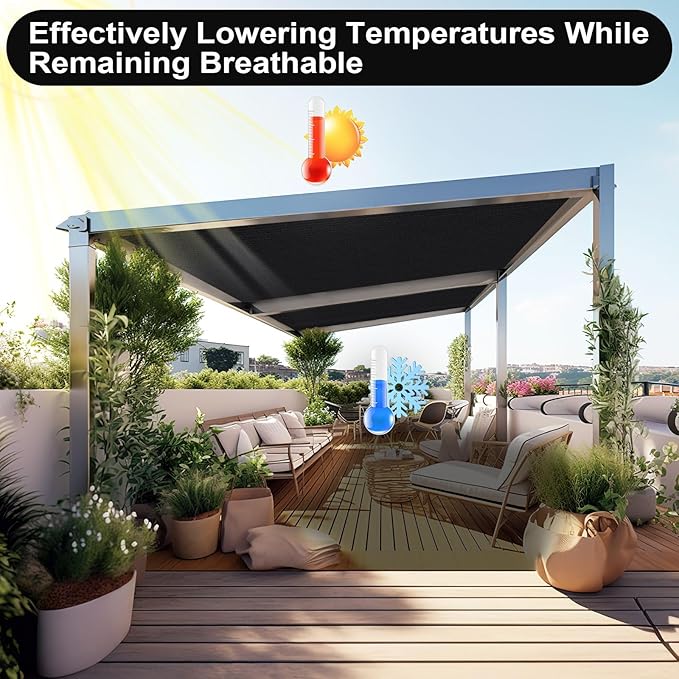 Artpuch 90% Sun Shade Cloth, 4 x 6 FT Pergola Shade Cover Canopy with Grommets, Sun Screen Fabric Tarp for Patio, Outdoor, Garden, Backyard, Black