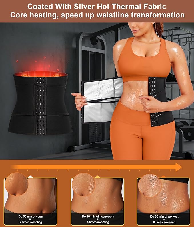 TrainingGirl Waist Trainer for Women Belly Working Out Trimmer Corset Sauna Sweat Belt Band Stomach Wrap Body Shaper Fajas