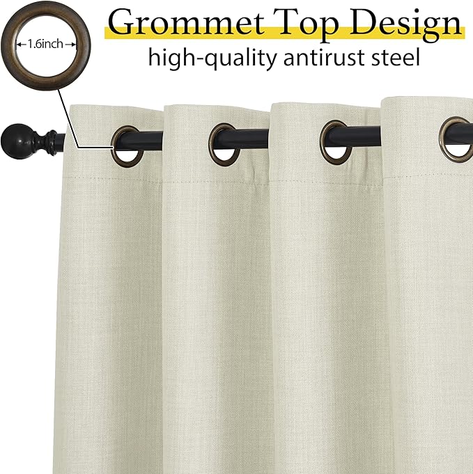 NICETOWN Natural Linen Room Darkening Curtain Valances for, Grommet Faux Linen
