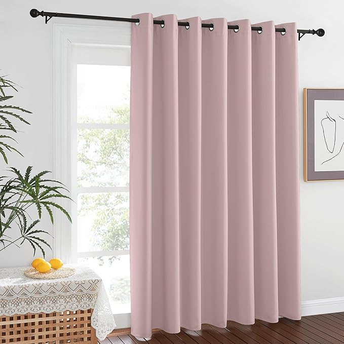 NICETOWN Baby Pink Curtains for Nursery, Sliding Glass Door Grommet Thermal
