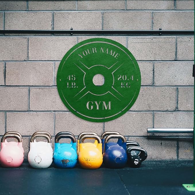 Personalized Home Gym LED Tin Metal Sign Multiple Sizes, Weight Lifting Exercise Workout Room Training Fitness Center Motivational Inspirational Quotes Decor Wall Art Hanging Accessories (08 w/o LED)