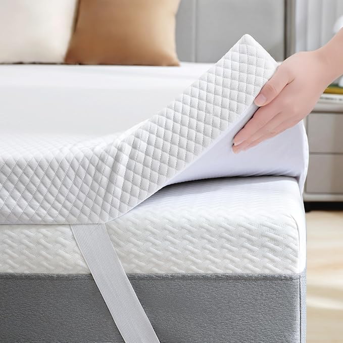 SINWEEK 2 Inch Gel Memory Foam Mattress Topper Queen Size, Ventilated High Density Pad for Back Pain, Bed Topper with Removable Soft Cover, CertiPUR-US Certified