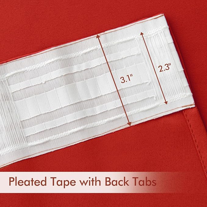 MIULEE Christmas Red Back Tab Blackout Curtains 120 Inch Long 2 Panels Set