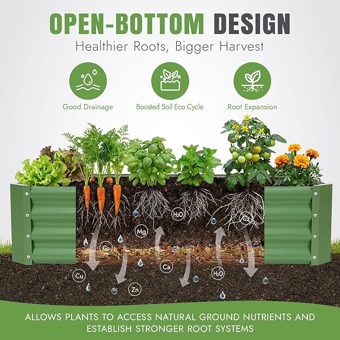 INNO STAGE 2 Pcs 4×2×1ft Galvanized Raised Garden Bed Kit, Galvanized Planter Raised Garden Boxes Outdoor, Large Metal Raised Garden Beds for Vegetables, Flowers, Herbs, and Succulents, Olive Green