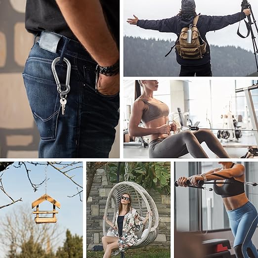 Large Carabiner Clip Hooks, 1pc 5.5 inch Carabiner Heavy Duty, 304 Stainless Steel Spring Snap Hook Fits Camping Hanging Hiking Weight Lifting, Metal Clips for Rope or Chain