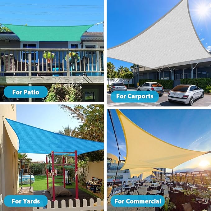 Amagenix Sun Shade Sail 5X8 Curved Edge Outdoor Shade Canopy Sand Breathable 95% UV Block Shade Cloth for Patio Garden Backyard (We Make Custom Size)