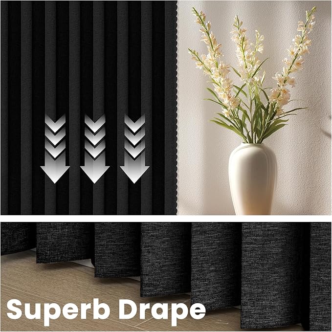 AJAZZ Blackout Accordion Door Curtain 98"x106" Black