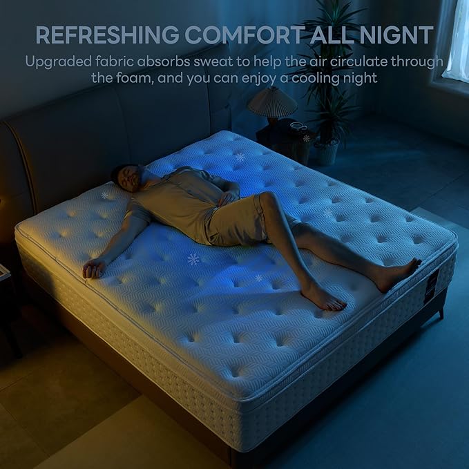LIKIMIO 10 Inch King Mattress, Cool Hybrid Mattress in a Box, Gel Memory Foam, Individual Pocket Springs for Strong Edge Support, Motion Isolation, Pressure Relief, Oeko-TEX & CertiPUR-US, SG Made
