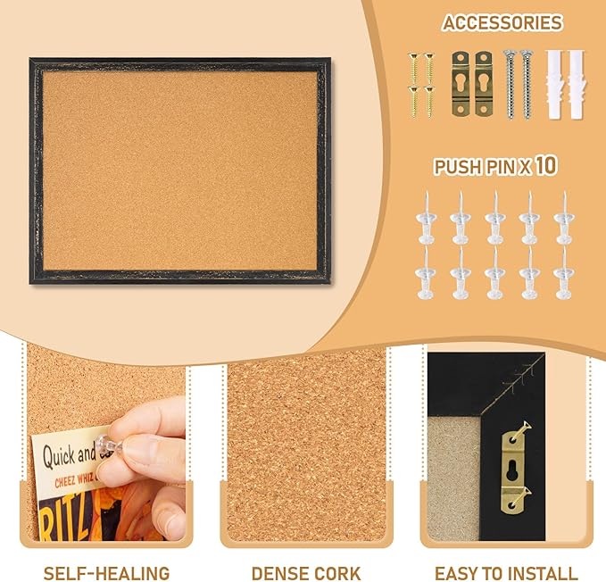 DOLLAR BOSS Cork Board for Office 24 X 18 Inches Cork Boards for Walls Bulletin