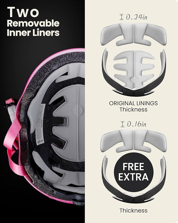 OutdoorMaster Skateboard Cycling Helmet - Two Removable Liners Ventilation Multi-Sport Scooter Roller Skate Inline Skating Rollerblading for Kids, Youth & Adults