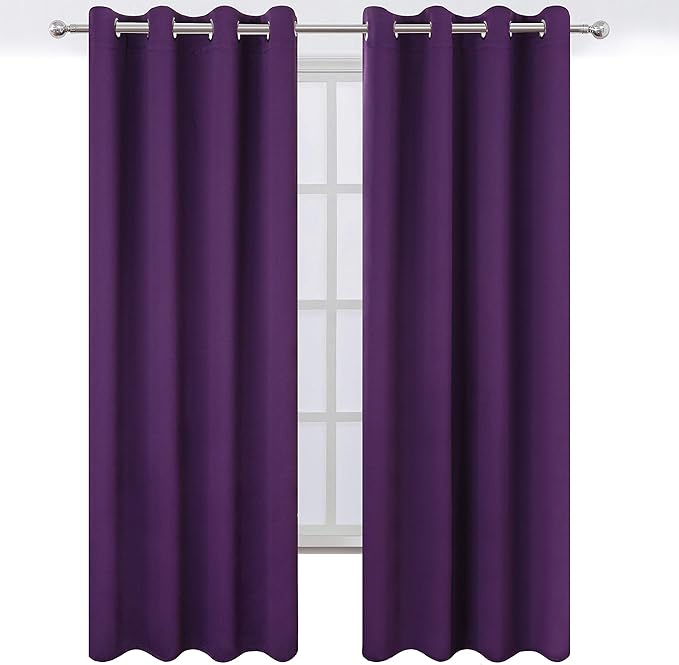 LEMOMO Blackout Curtains 66 x 84 inch/Purple Curtains Set of 2 Panels/Thermal