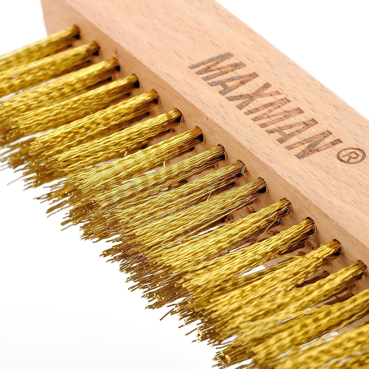 MAXMAN Brass Brush, Soft Brass Bristle Brush, Wire Brushes for Cleaning Metal Rust, Welds with 10" Beechwood Handle, 2 Pcs