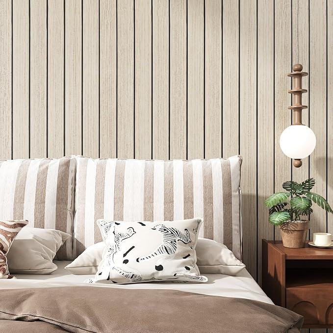 VEELIKE Coastal Oak Wood Slat Wall Panels Peel and Stick Wood Panels