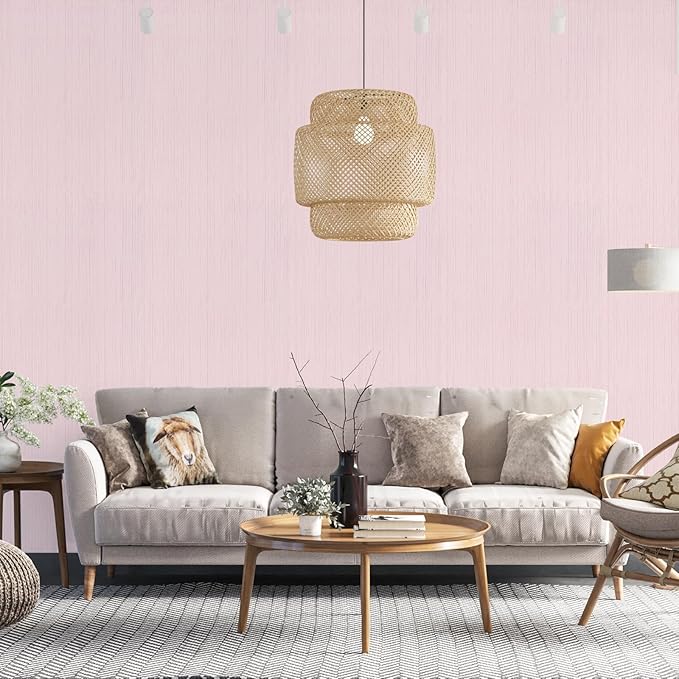 Pink Grasscloth Peel and Stick Wallpaper Texture Contact Paper A Set of 15.7" X