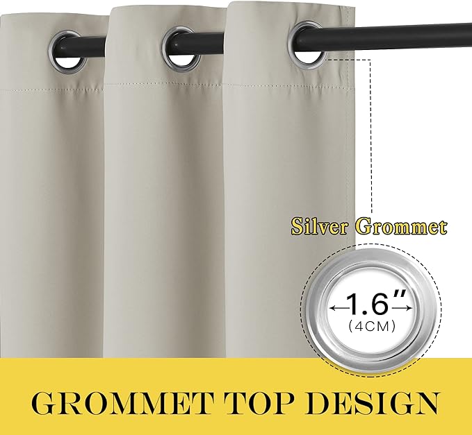 NICETOWN Blackout Curtain for Living Room, Thermal Insulated Solid Grommet