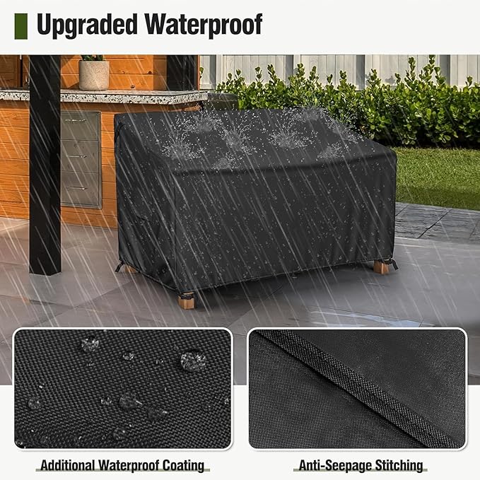 MR.COVER 4-Seater Outdoor Couch Cover Waterproof, Patio Furniture Cover for Sofa, Heavy Duty Outdoor Sofa Covers, Polyester & Double-Stitched Seams, Fits up to 104" W x 40" D x 35" H, Classic Black