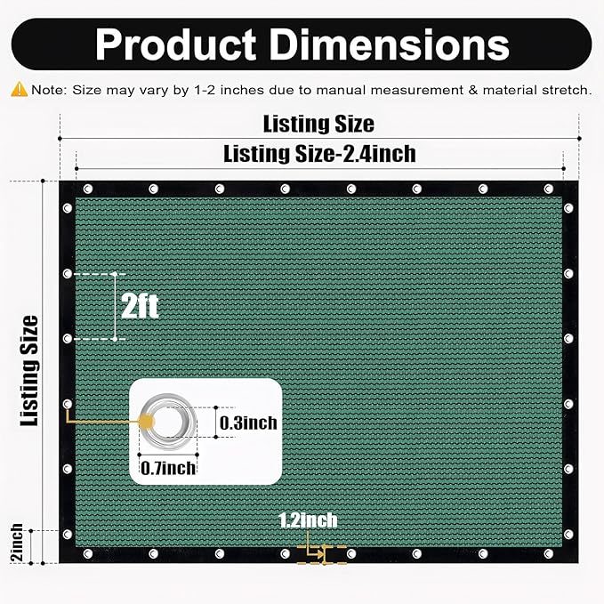 Artpuch 90% Sun Shade Cloth, 6 x 16 FT Pergola Shade Cover Canopy with Grommets, Sun Screen Fabric Tarp for Patio, Outdoor, Garden, Backyard, Green