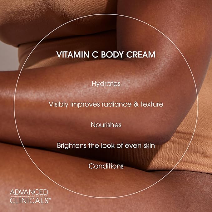 Advanced Clinicals Vitamin C Cream + Vitamin C Serum 2PC Skincare Set | Brightening Body Lotion & Facial Serum For Women & Men Helps Diminish Appearance Of Dark Spots, Wrinkles, & Uneven Skin Tone
