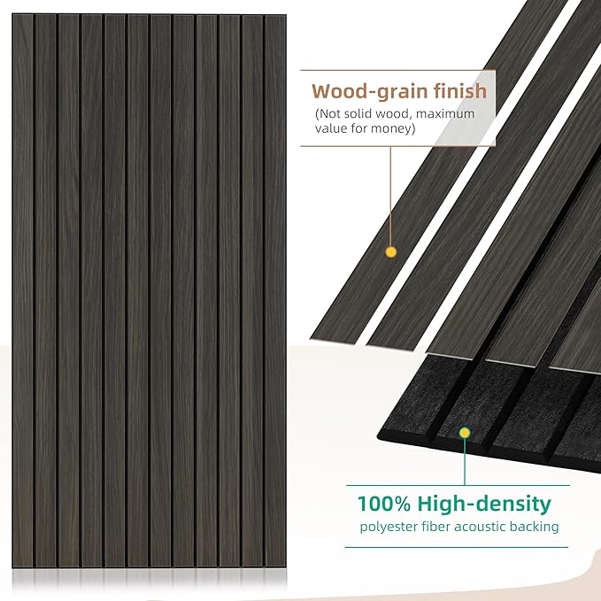 Wood Veneer Acoustic Panels, 4 Pack 47.2”x23.6” Sound Panels, Decorative Large