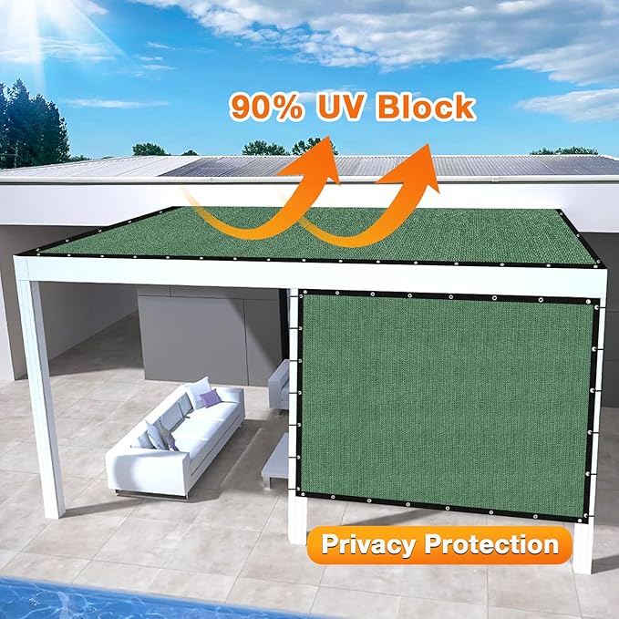 Artpuch Outdoor Pergola Shade Cover 12' X 14' Sun Shade Cloth with Grommets, 90% UV Protection Canopy Patio Privacy Screen (Customized Available) GN107, Green