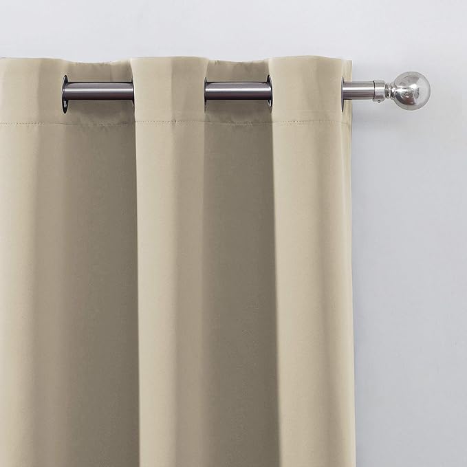 LEMOMO Beige Thermal Blackout Curtains/52 x 54 Inch/Set of 2 Panels Room