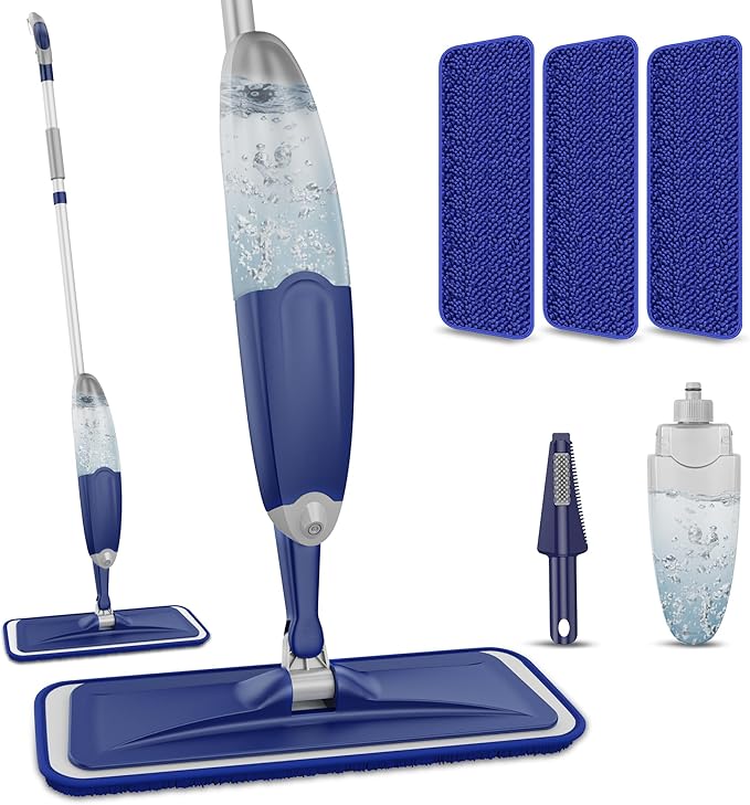 Microfiber Spray Mop for Floors Cleaning: Wet Dry Hardwood Floor Mops with 3 Washable Pads for Swiffer Powermop - Flat Mop with Sprayer for Tile Wood Laminate Vinyl Marble Floor