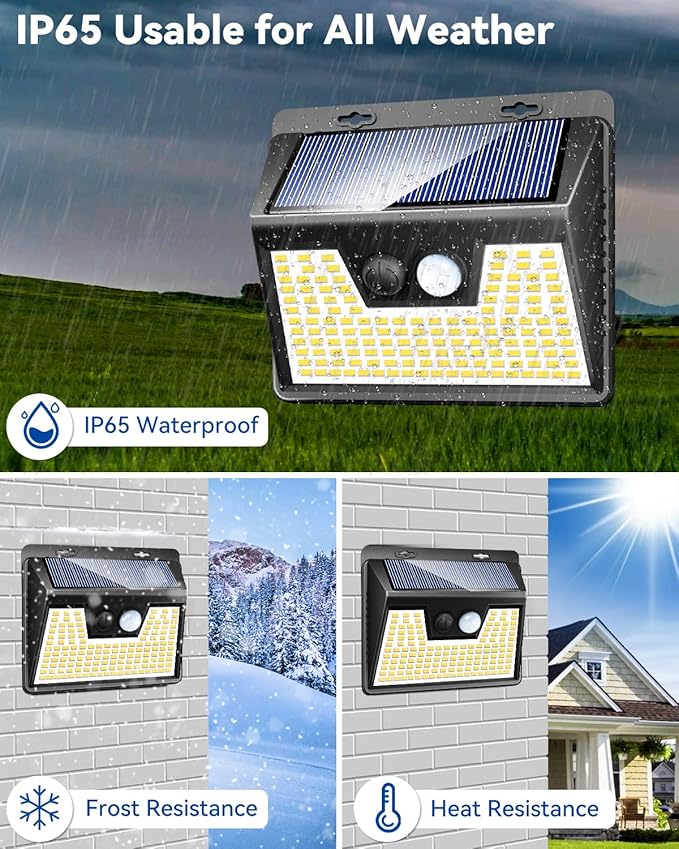 Peasur Solar Lights Outdoor Waterproof, 12Pack 140LED Motion Sensor Lights Solar Powered 3 Modes, Solar Security Fence Lights for Wall Garden Yard Outside(Warm White)