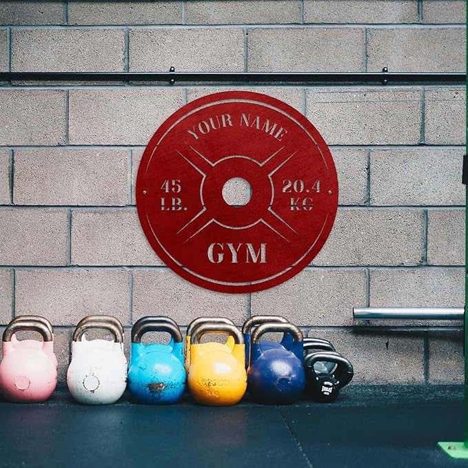 Personalized Home Gym LED Tin Metal Sign Multiple Sizes, Weight Lifting Exercise Workout Room Training Fitness Center Motivational Inspirational Quotes Decor Wall Art Hanging Accessories (09 LED)