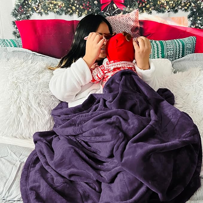 Bedsure Fleece Blankets Queen Size Purple - Bed Blanket Soft Lightweight Plush Fuzzy Cozy Luxury Microfiber, 90x90 inches