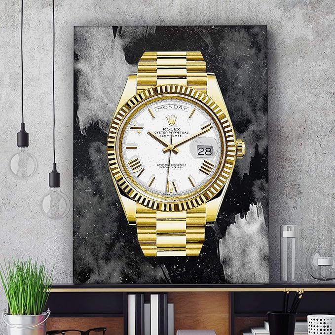 SuccessHunters Luxury Gold Watch Canvas Print Office Wall Decoration Home Decor Modern Art Prints Inspiration Motivation Inspire Entrepreneur Quote Inspirational Motivational House Decal (8 x 8 in)