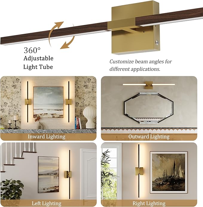 Rayogale 40 Inch Rechargeable Battery Operated Wall Sconce Set 2, 8000mAh
