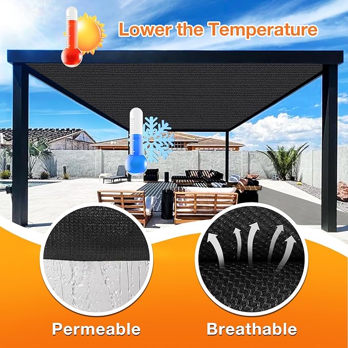 Artpuch Outdoor Pergola Shade Cover 6x18 FT Sun Shade Cloth with Grommets Black 90% UV Protection Canopy Patio Privacy Screen (Customized Available)
