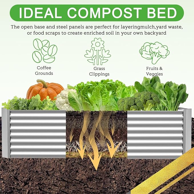 3pcs 8x4ft Galvanized Raised Garden Bed Outdoor,Above Ground Garden Bed for Vegetable,Metal Raised Beds for Flower,Steel Raised Beds for Gardening