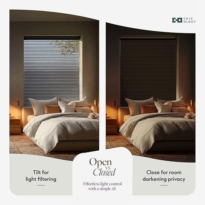 CHICOLOGY Cordless Mini Blinds for Indoor Windows, 20.25" W x 60" H, Light