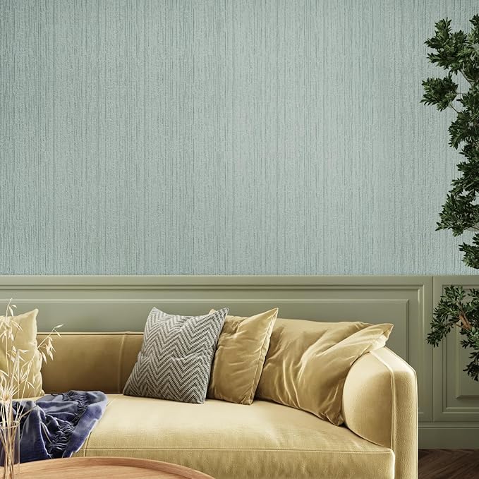 CRE8TIVE Mint Green Grasscloth Wallpaper Removable Textured Wallpaper Stick and