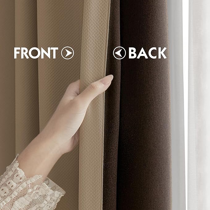 FMFUNCTEX 100% Brown Blackout Curtains
