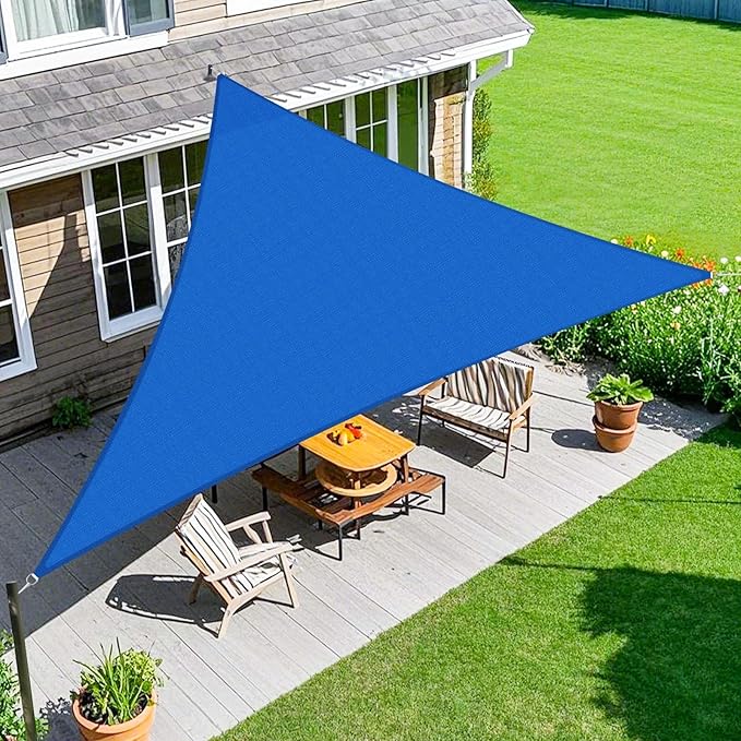 Amagenix Sun Shade Sail 9'X12'X15' Curved Edge Outdoor Shade Canopy Blue Breathable 95% UV Block Shade Cloth for Patio Garden Backyard (We Make Custom Size)