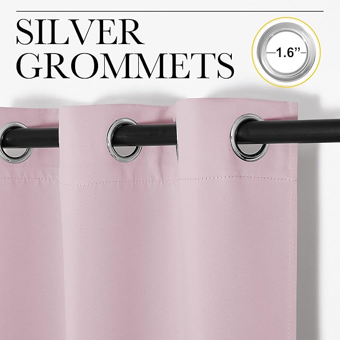 NICETOWN Baby Pink Blackout Curtains 120 inches Length