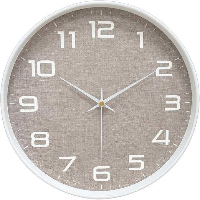 Silent Wall Clock with Large Numbers, 10 Inch Battery Operated Analog Clock