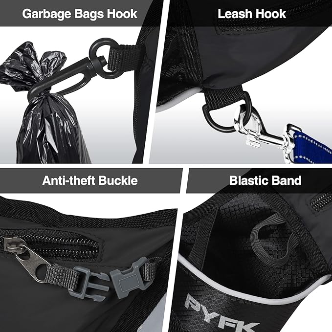 PYFK Running Belt Hydration Waist Pack with Water Bottle Holder for Men Women Waist Pouch Fanny Bag Reflective