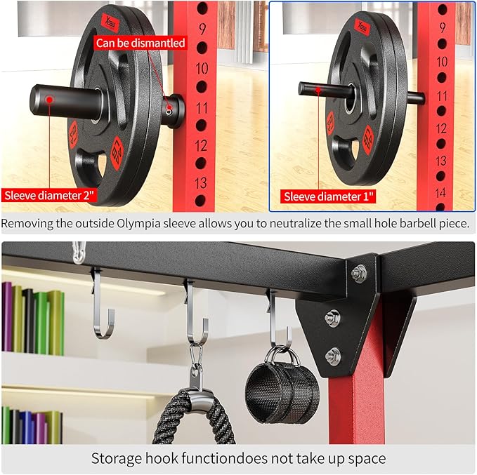 Power Cage,1600lbs Multi-Function Power Rack with Adjustable Cable Crossover System and More Training Attachment, Weight Cage for Home Gym