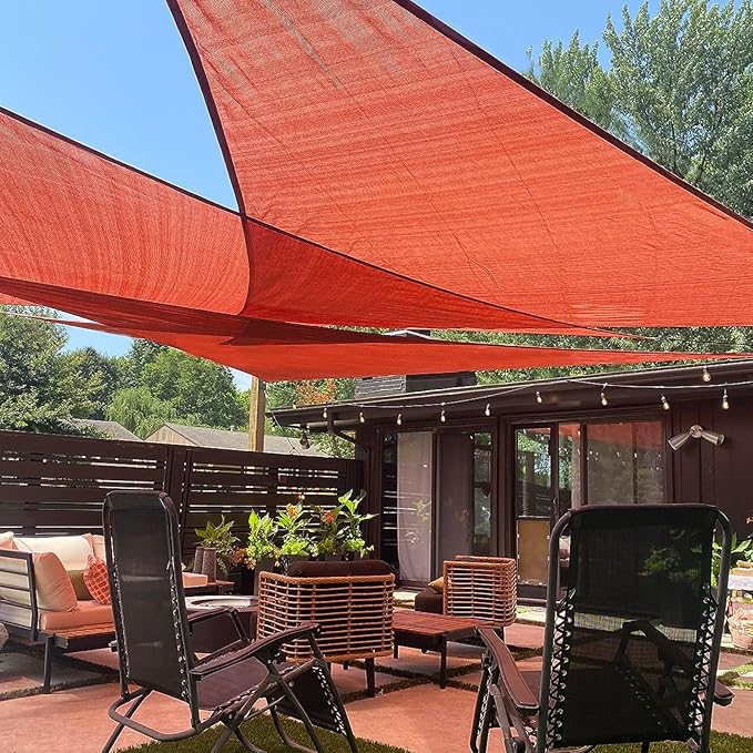 LOVE STORY Custom Size 6'x6'x6' Terra Red Sun Shade Sail Triangle Sunhsade Fabric Awning Canopy for Patio Backyard Carport Pergola (Customized)