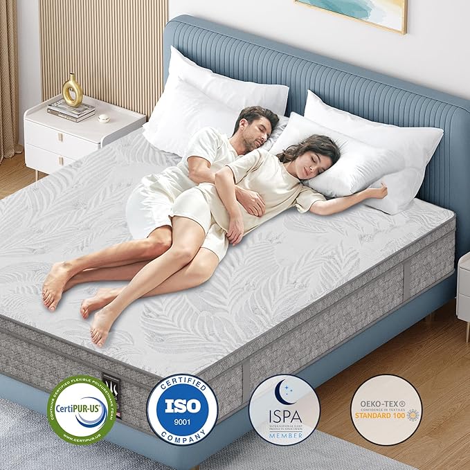 Queen Mattress 14 Inch, Memory Foam Mattress with Pocket Spring, Soft & Comfortable Medium Firm, Motion Isolation, Pressure Relief, CertiPUR-US Certified (80"*60"*14")