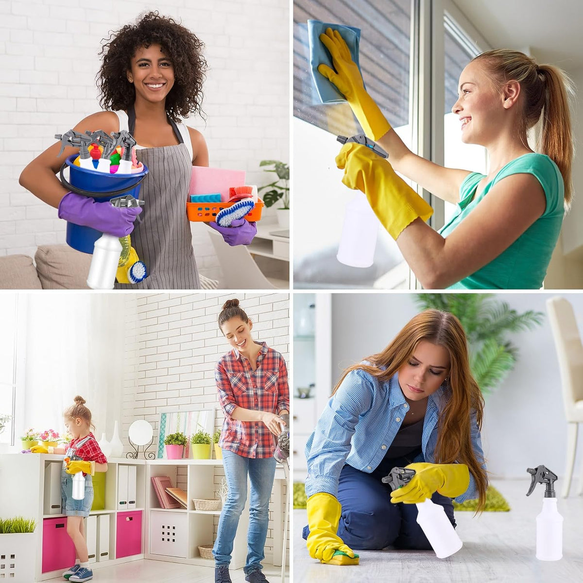 Eccliy 12 Pcs 16 Oz Plastic Spray Bottle, Adjustable Empty Reusable Sprayer for Cleaning, Planting, Water, Bathroom and Kitchen, BBQ, Commercial and Residential(Grey, Original)