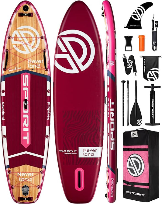 11'6×35" Super Wide Inflatable Stand Up Paddle Board, Ultra Stable SUP Board for Adults, 450lb Capacity with Shoulder Strap, 100L Backpack, Removable US Fin, Floating Paddle, Safety Leash